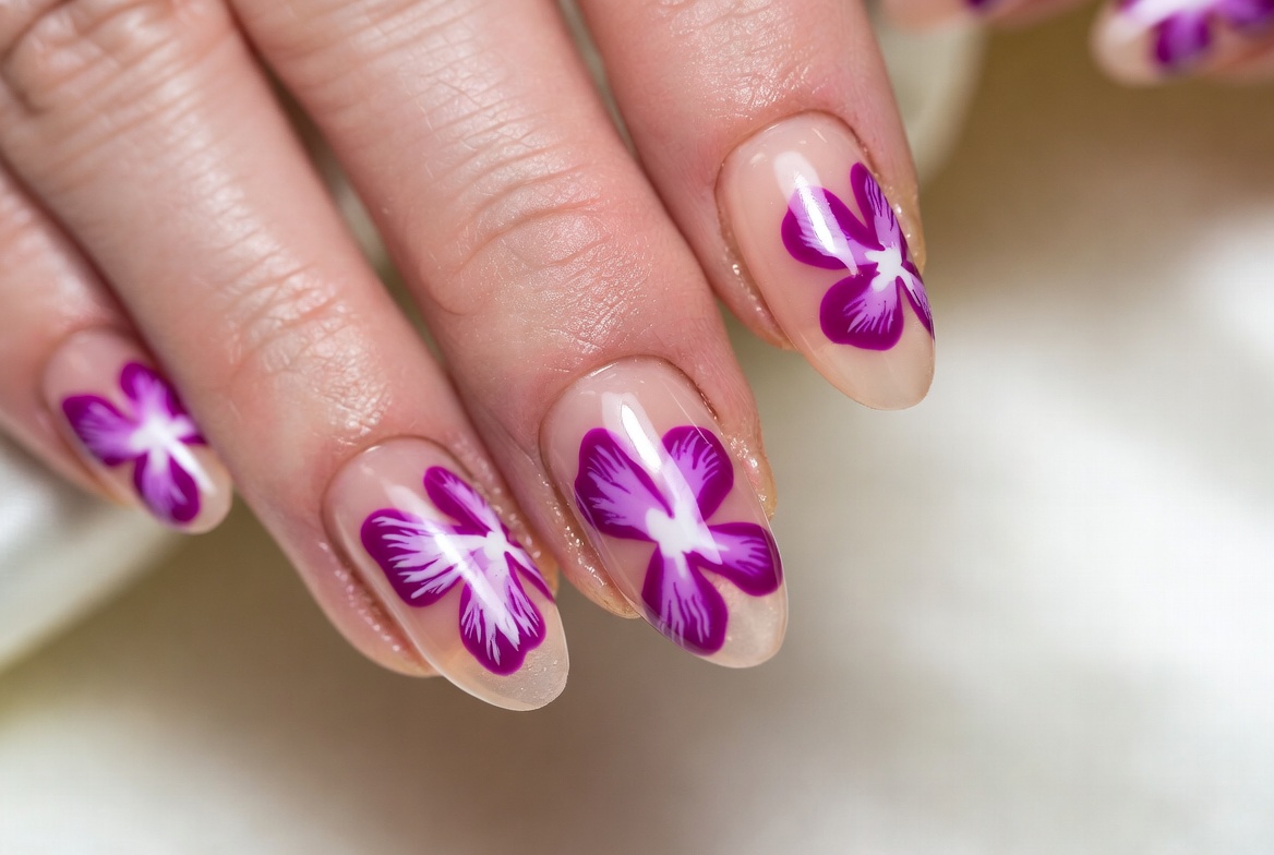 Orchid accent nails